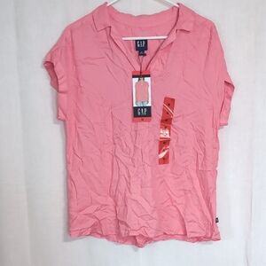 Gap Peach Pink Lyocell Blend Split Neck Blouse Size Medium New with Tag
